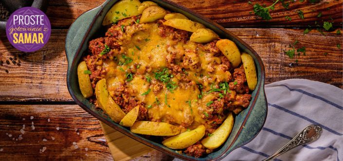 Zapiekane Pati Parts Garlic z mięsem wołowym, bakłażanem i serem